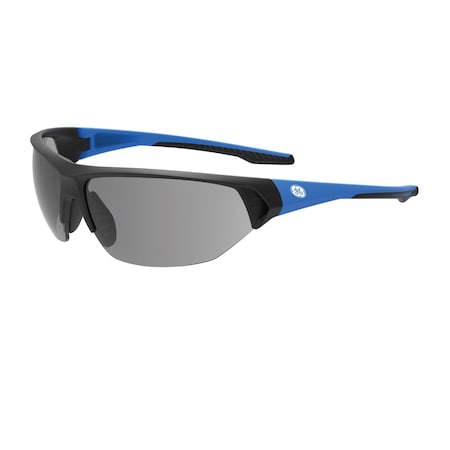 Ge Safety Glasses, Anti-Fog & Anti-Scratch, Smoke Lens, Black/Blue Frame GE206SAF